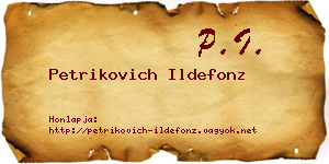Petrikovich Ildefonz névjegykártya